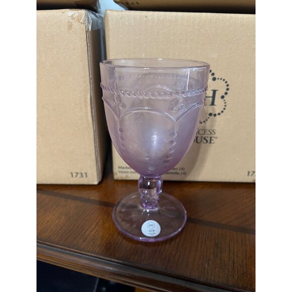 Other - 4 NEW Princess House Marbella Lilac Pedestal footed Water wine Glasses